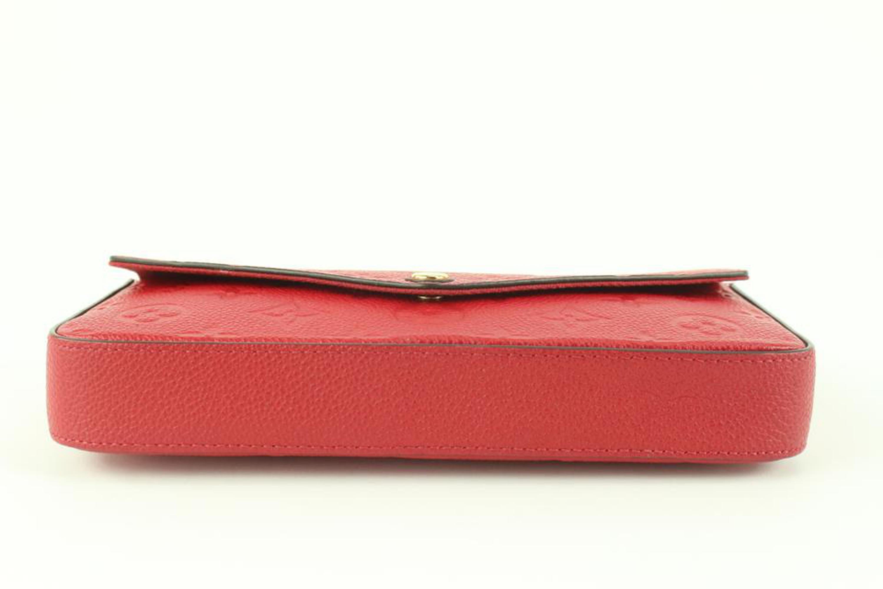 Louis Vuitton Red Leather Monogram Empreinte Pochette Felicie Crossbody Bag 1