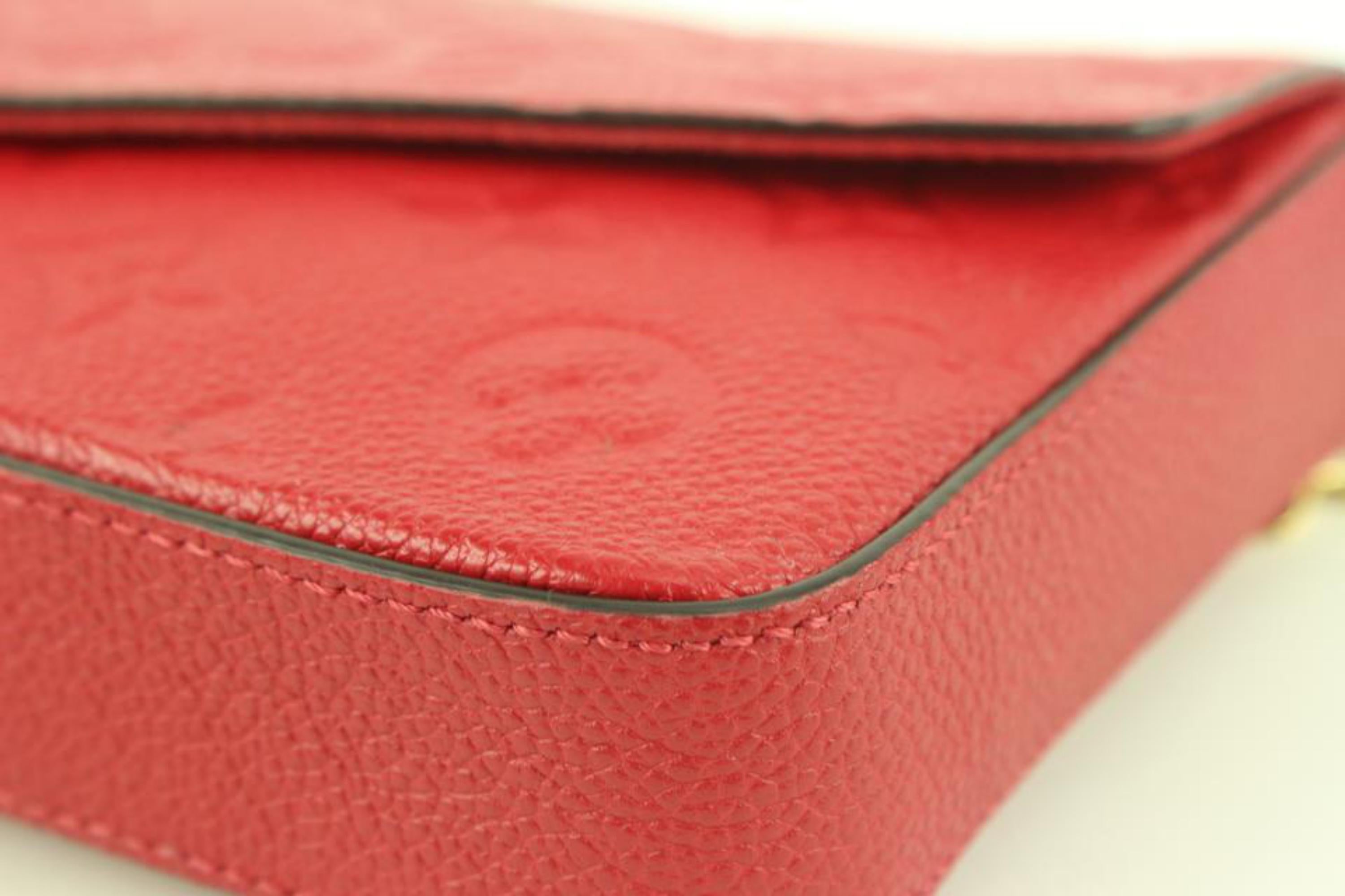 Louis Vuitton Red Leather Monogram Empreinte Pochette Felicie Crossbody Bag 2