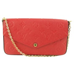 Louis Vuitton Red Leather Monogram Empreinte Pochette Felicie Crossbody Bag 