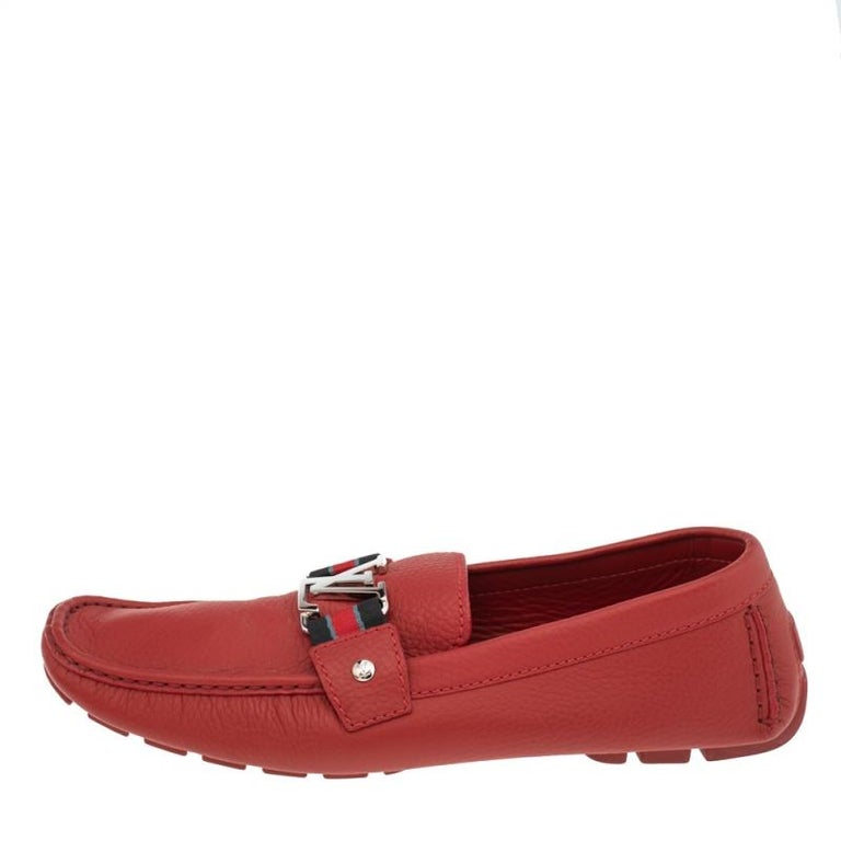 Louis Vuitton Red Leather Monte Carlo Loafers Size 44.5 at 1stDibs