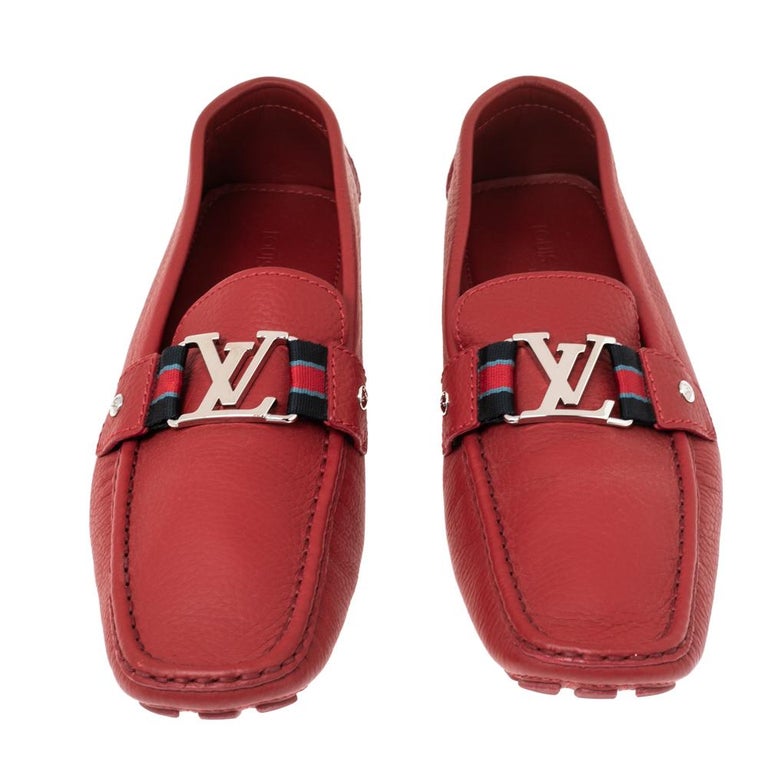 Louis Vuitton Red Leather Monte Carlo Loafers Size 41.5 Louis