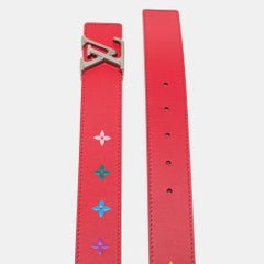 Louis Vuitton Red Leather New Wave Belt 85CM
