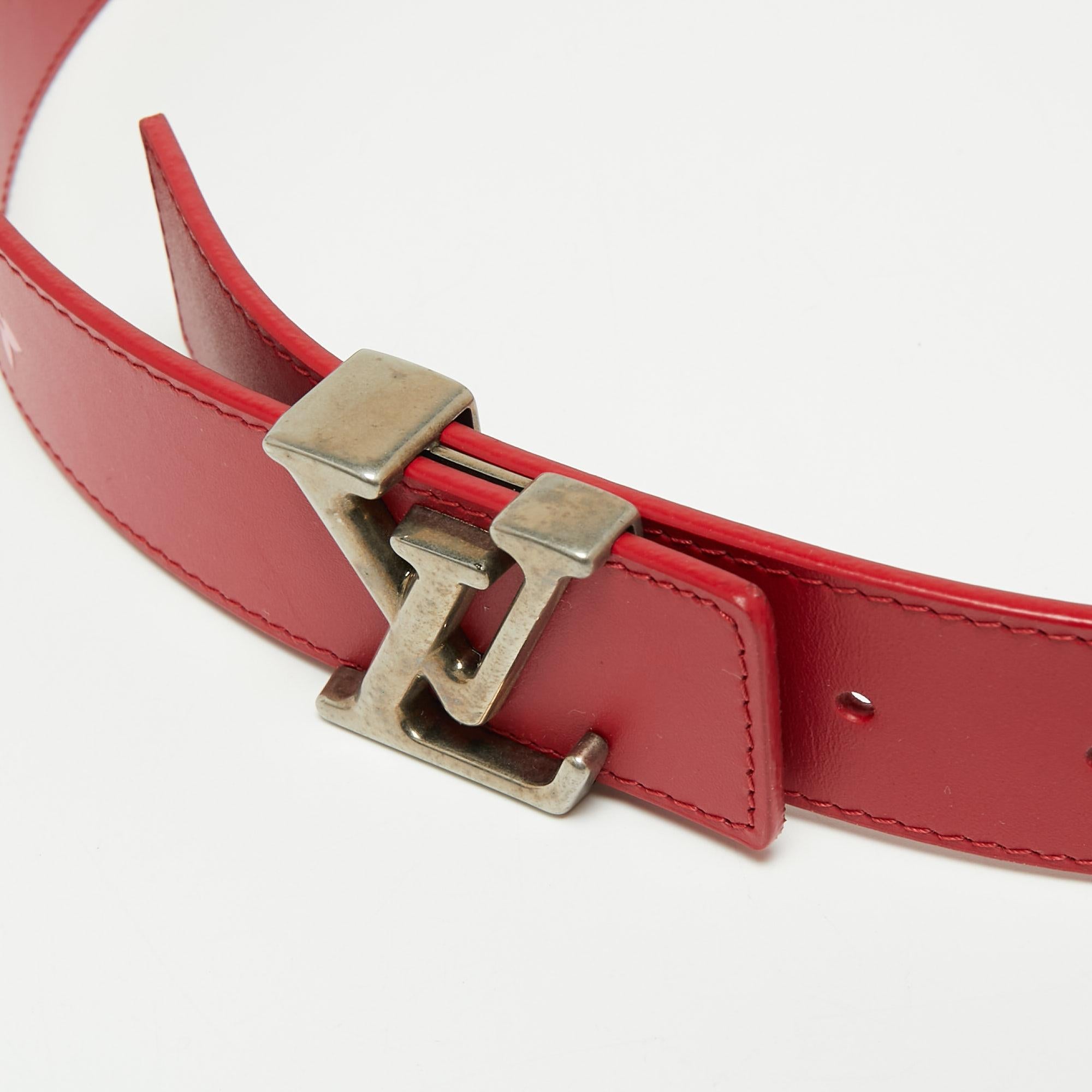 Roter New Wave-Ledergürtel von Louis Vuitton 85CM 1