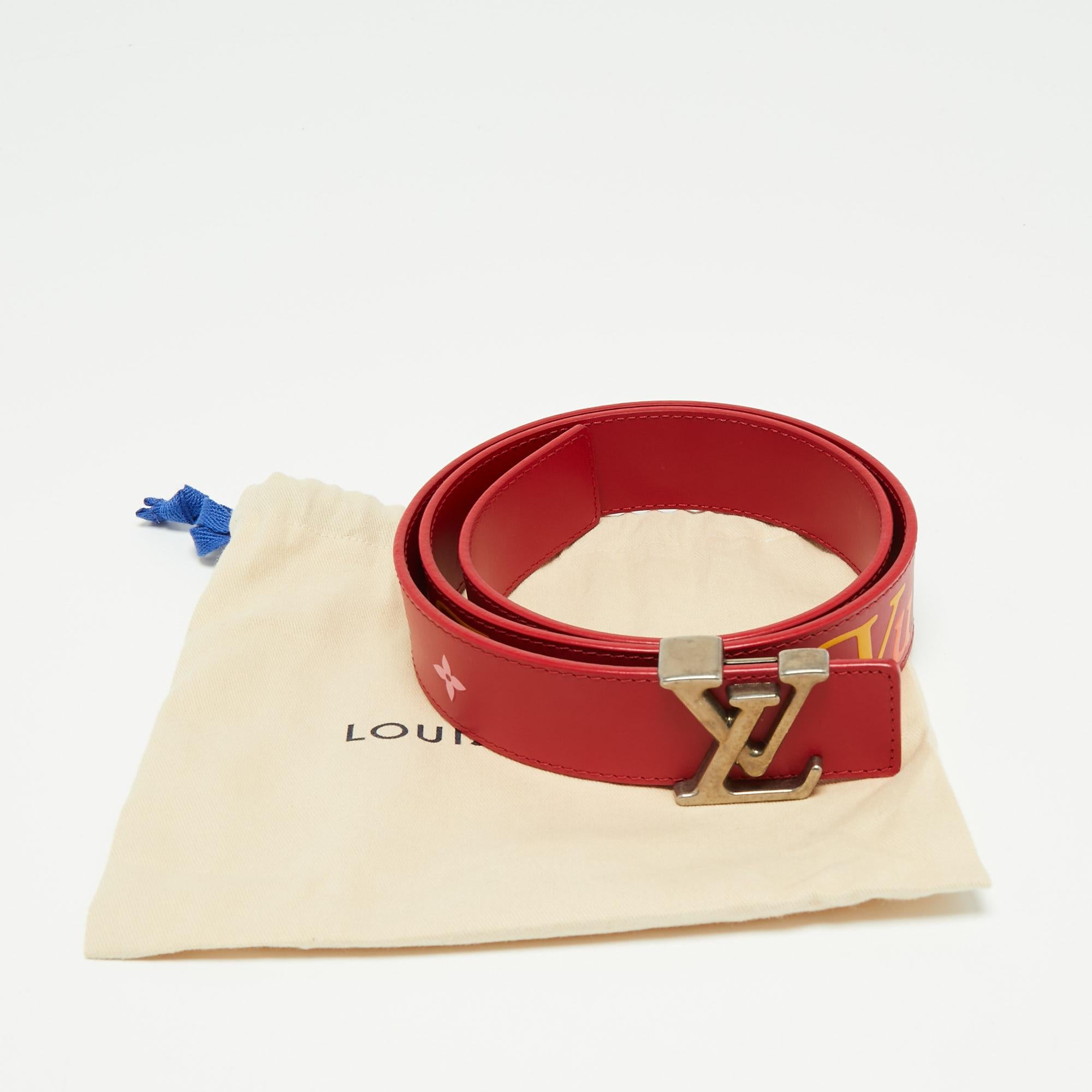 Louis Vuitton Red Leather New Wave Belt 85CM In Excellent Condition In Dubai, Al Qouz 2