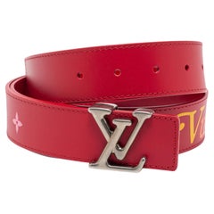Louis Vuitton Red Leather New Wave Belt 85CM