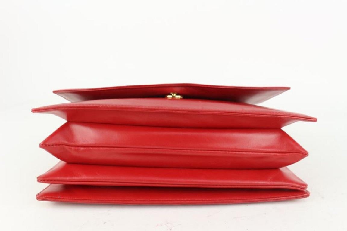 Women's Louis Vuitton Red Leather Opera Line Delphes Messenger Flap Bag 1013lv9 For Sale