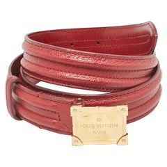 Louis Vuitton Red Leather Pandora Belt 90CM