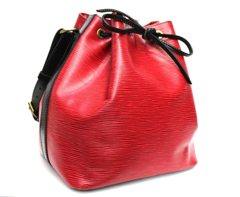 Louis Vuitton Red Leather Petit Noe Bag at 1stDibs