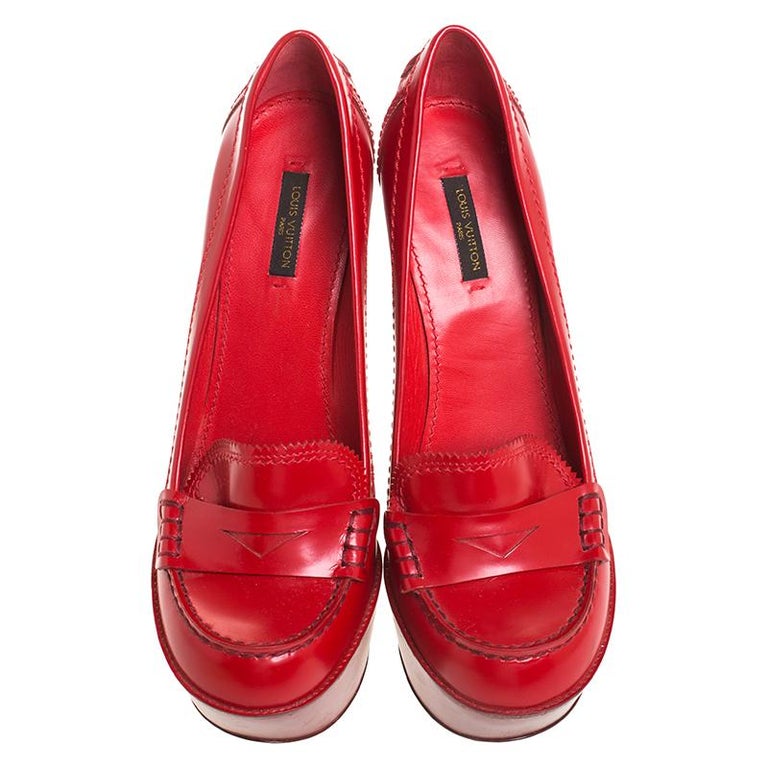 red louis vuitton pumps