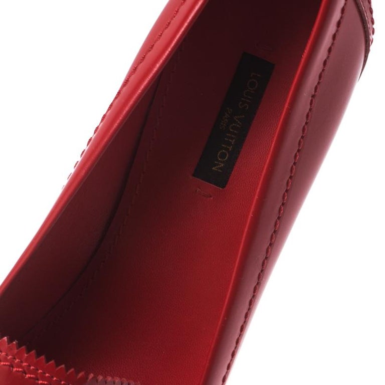 Louis Vuitton Red Leather Wedge Platform Loafers Pumps Size 40 For Sale at  1stDibs