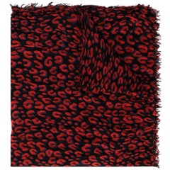 Louis Vuitton Red Leopard Print Scarf 