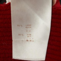 Louis Vuitton Red Leopard print Silk & Wool Short Sleeve Top M