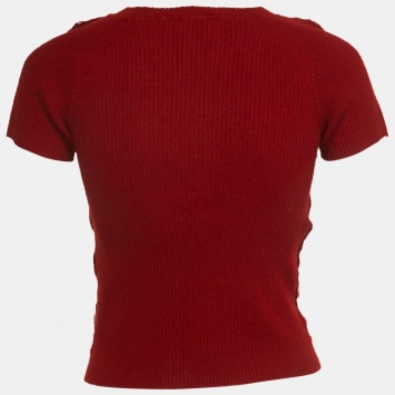 Donna Louis Vuitton Red Leopard print Silk & Wool Short Sleeve Top M in vendita