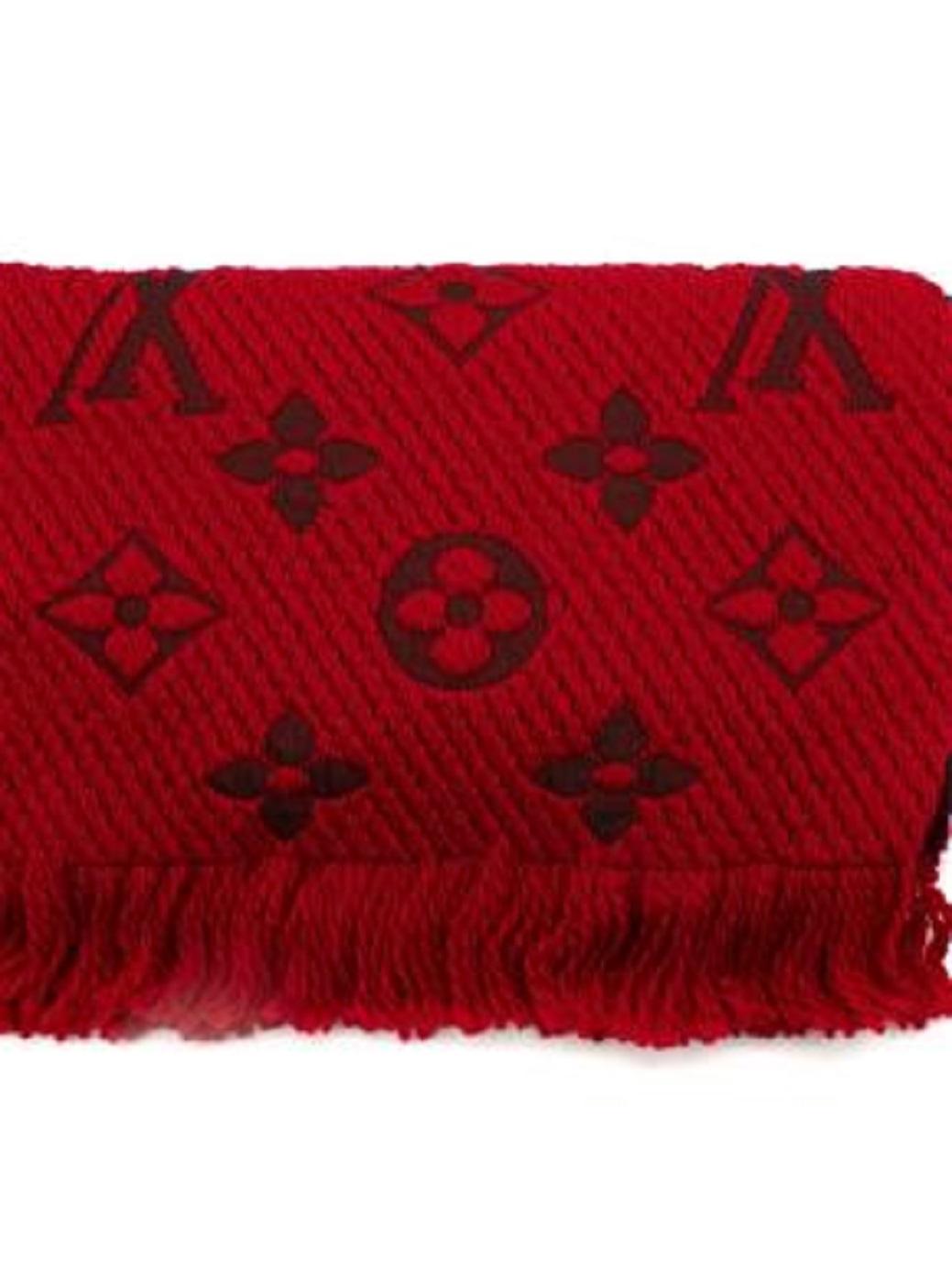 Louis Vuitton Red Logomania Shine Shawl For Sale 3