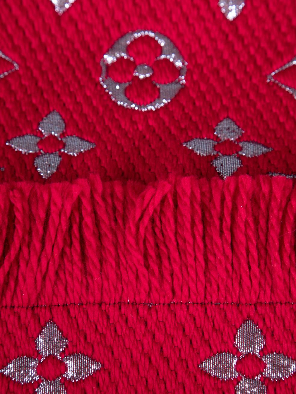 Louis Vuitton Red Logomania Wool Scarf For Sale 1