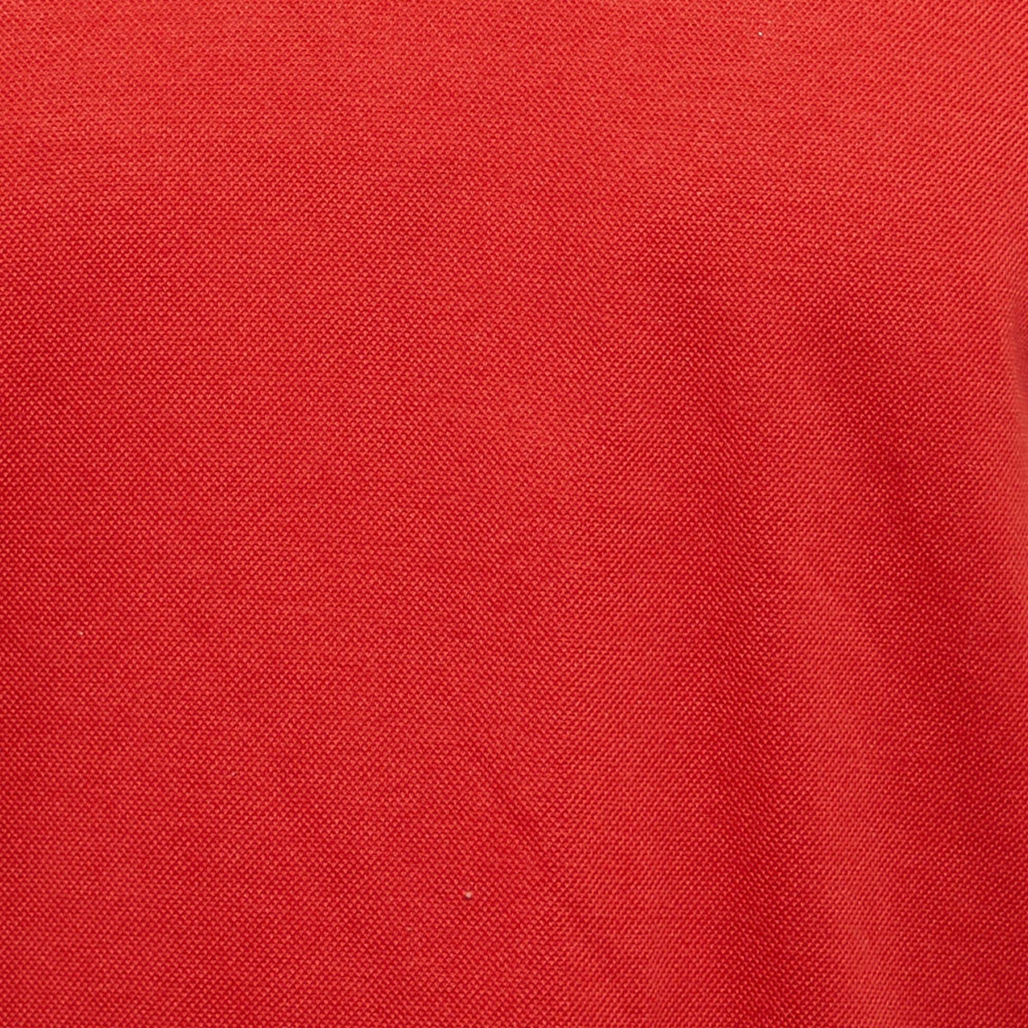 Louis Vuitton Red LV Embroidered Pique Cotton Polo T-Shirt S In Good Condition In Dubai, Al Qouz 2