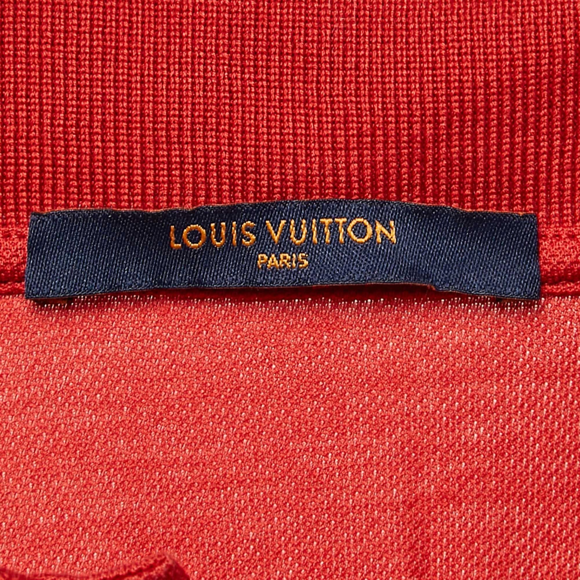 Men's Louis Vuitton Red LV Embroidered Pique Cotton Polo T-Shirt S