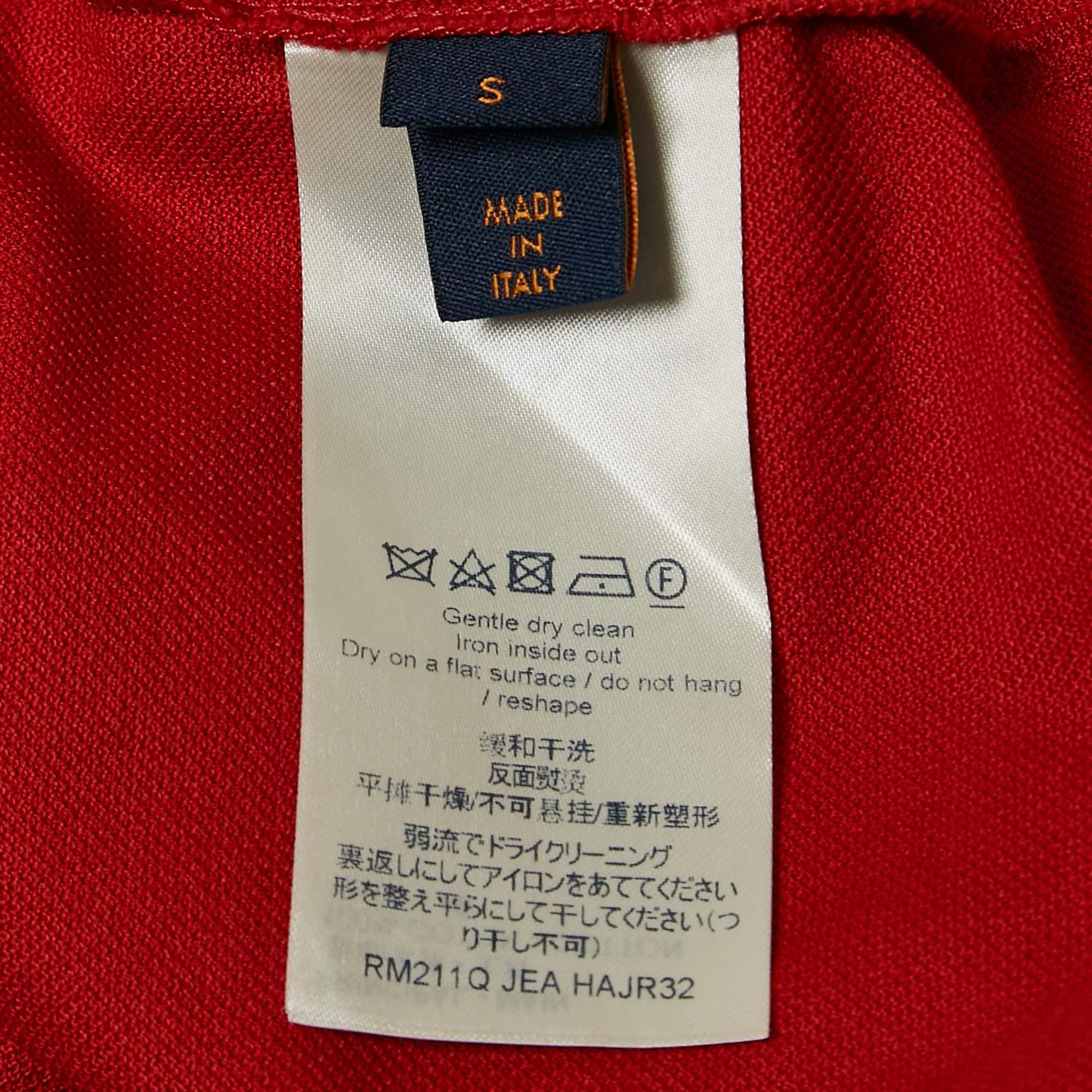 Louis Vuitton Red LV Embroidered Pique Cotton Polo T-Shirt S 1
