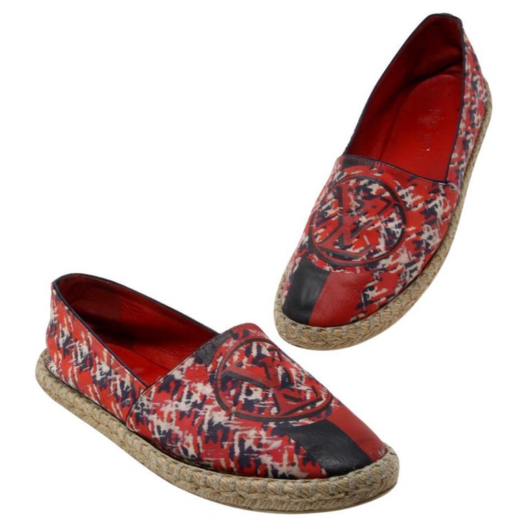 Louis Vuitton Red LV Monogram Espadrilles Flats For Sale at 1stDibs