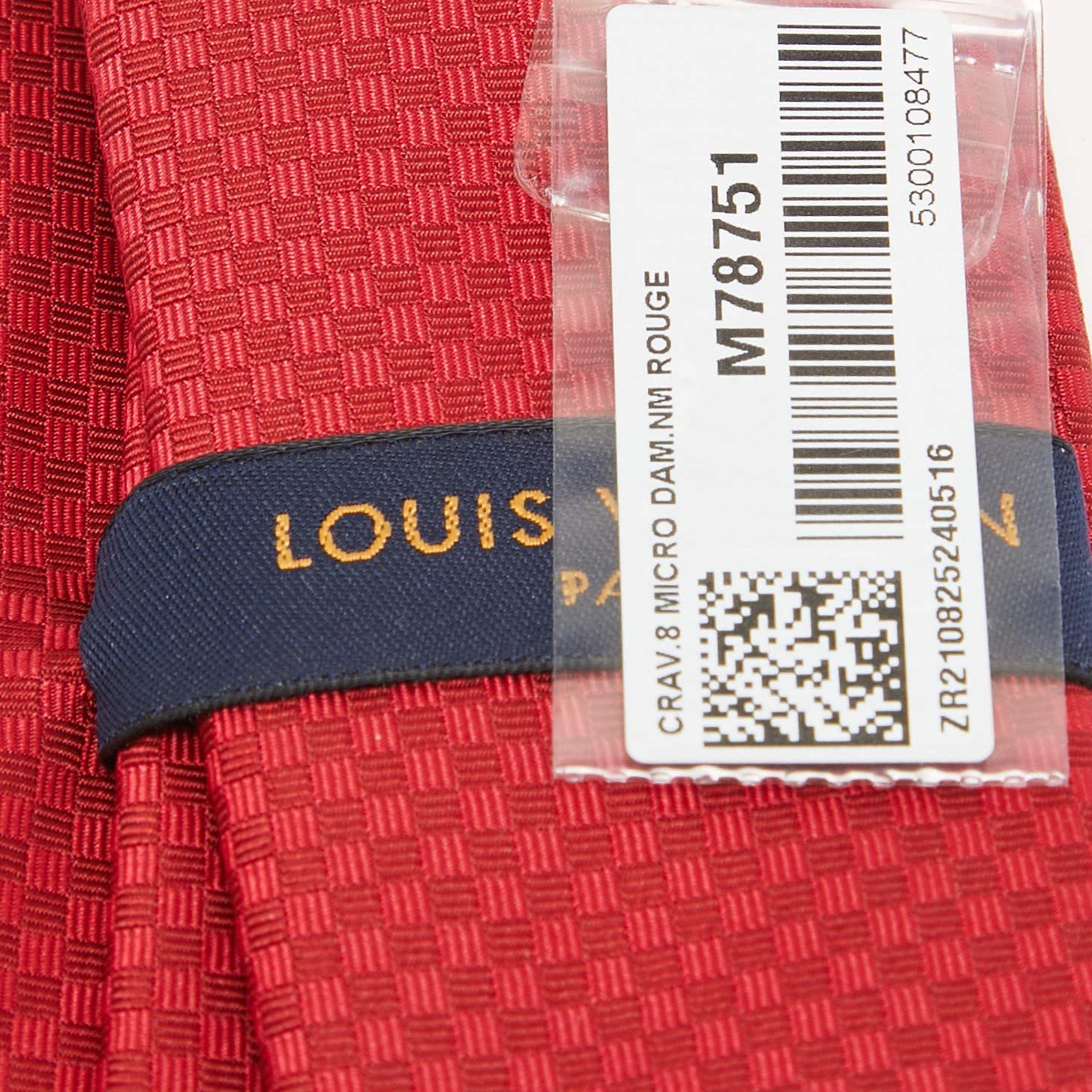 Men's  Louis Vuitton Red Micro Damier Silk Tie