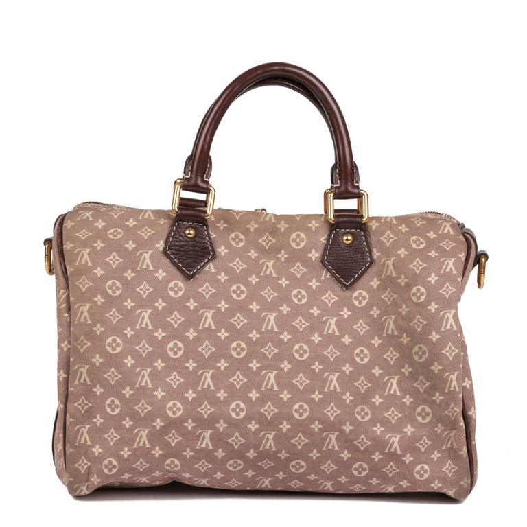 LOUIS VUITTON Red Monogram Canvas and Burgundy Calfskin Leather Mini Lin Speedy  For Sale 1