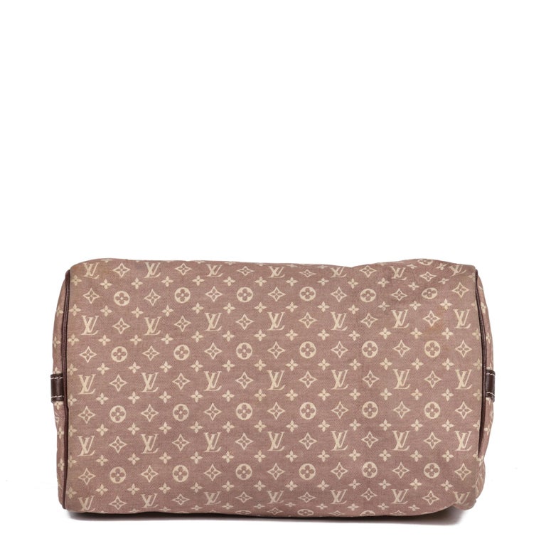 LOUIS VUITTON Red Monogram Canvas and Burgundy Calfskin Leather Mini Lin Speedy  For Sale 2