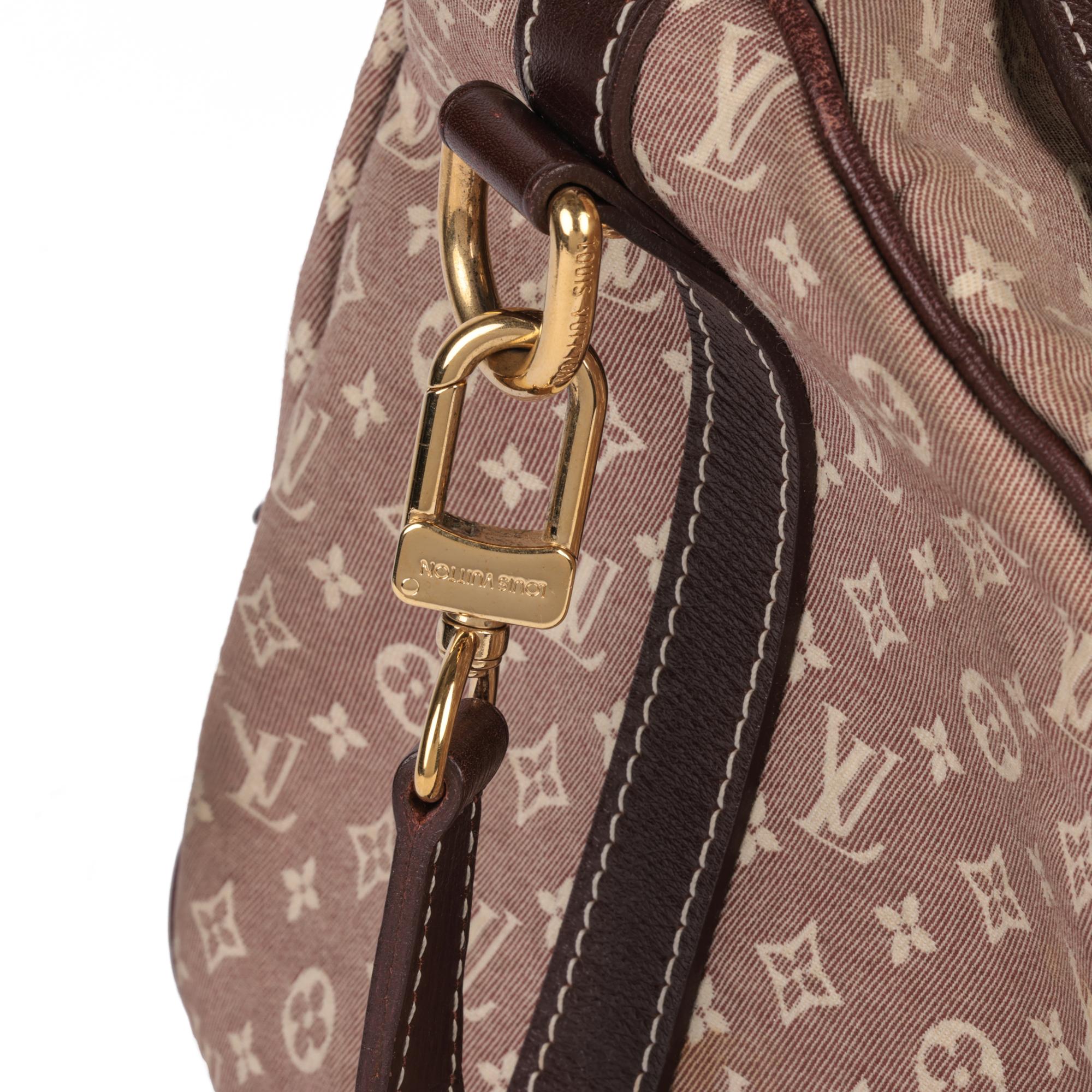 LOUIS VUITTON Red Monogram Canvas and Burgundy Calfskin Leather Mini Lin Speedy 3