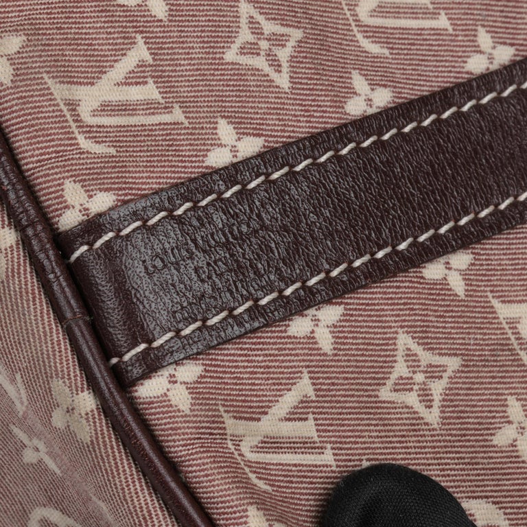 LOUIS VUITTON Red Monogram Canvas and Burgundy Calfskin Leather Mini Lin Speedy  For Sale 4