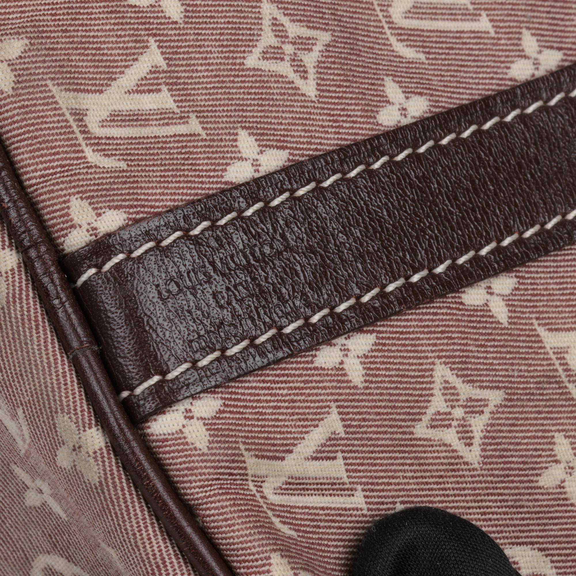 LOUIS VUITTON Red Monogram Canvas and Burgundy Calfskin Leather Mini Lin Speedy 4