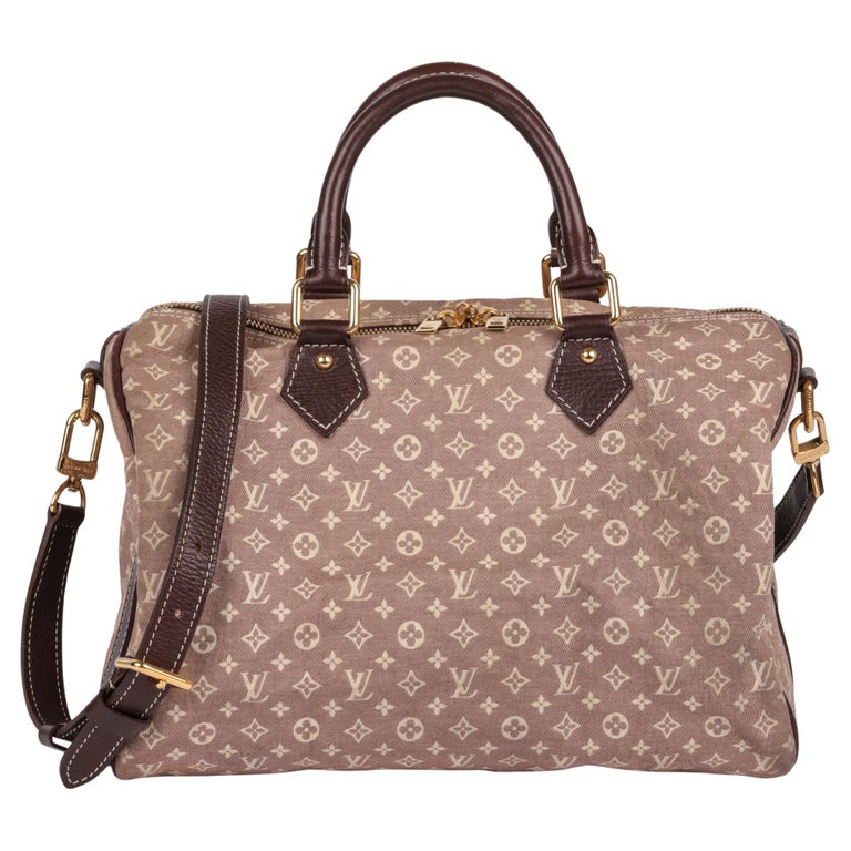 LOUIS VUITTON Red Monogram Canvas and Burgundy Calfskin Leather Mini Lin Speedy  For Sale