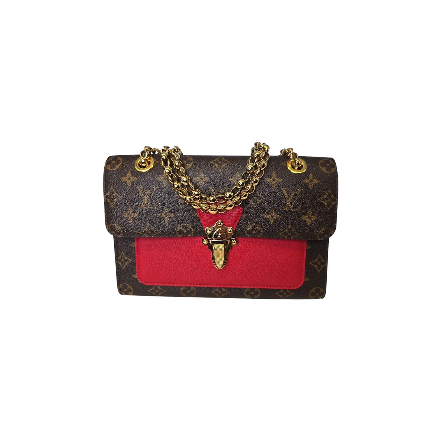 Beige Louis Vuitton Red Monogram Canvas Victoire Chain Bag For Sale