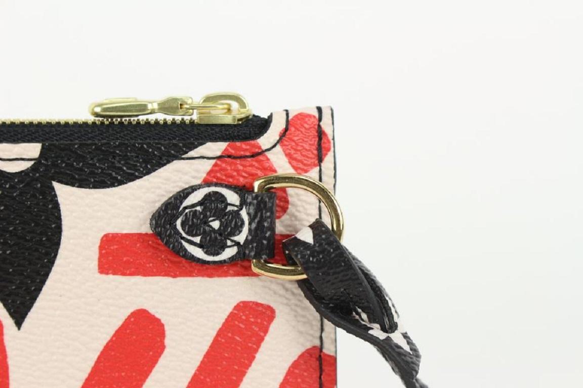 Louis Vuitton Red Monogram Crafty Neverfull Pochette MM or GM Wristlet 827lv7 2