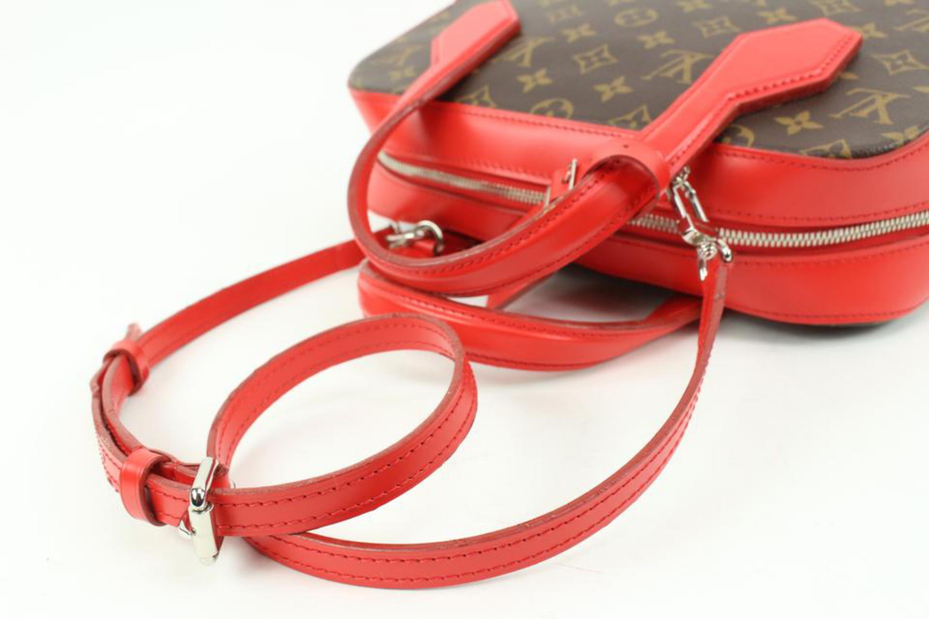Women's Louis Vuitton Red Monogram Dora PM Dome 2way Satchel Bag  10lk516s For Sale