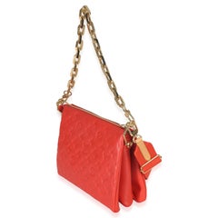 Louis Vuitton Red Monogram Embossed Lambskin Coussin PM
