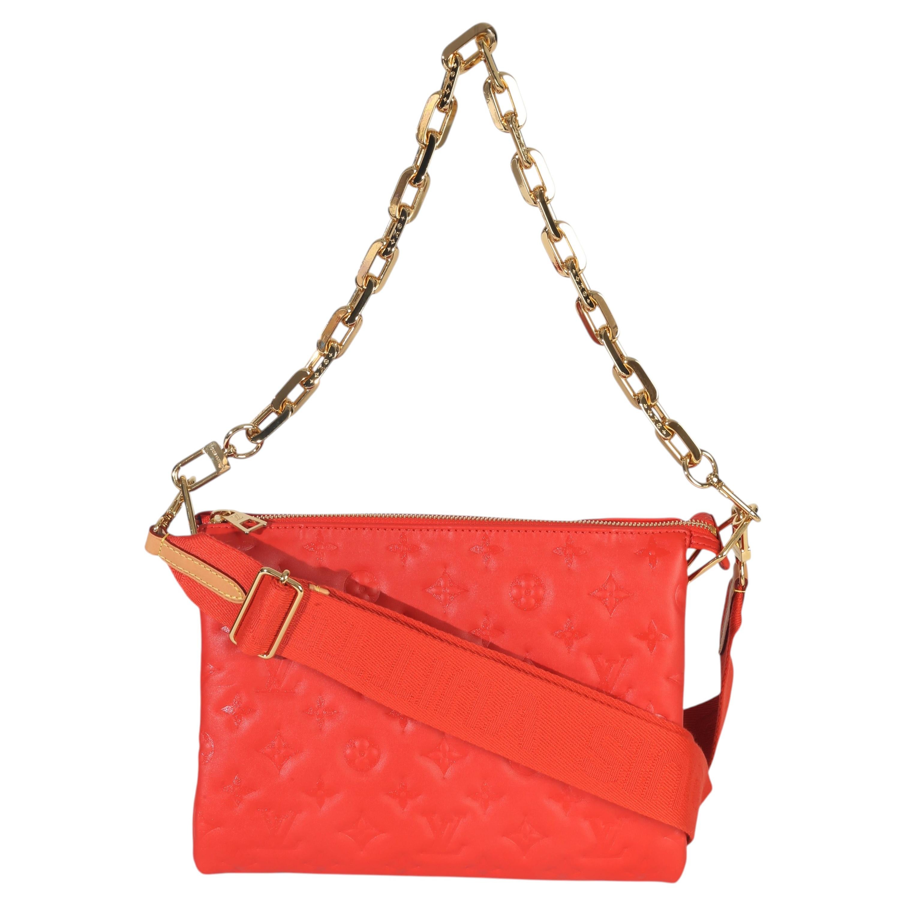 Louis Vuitton Red Monogram Embossed Lambskin Coussin PM