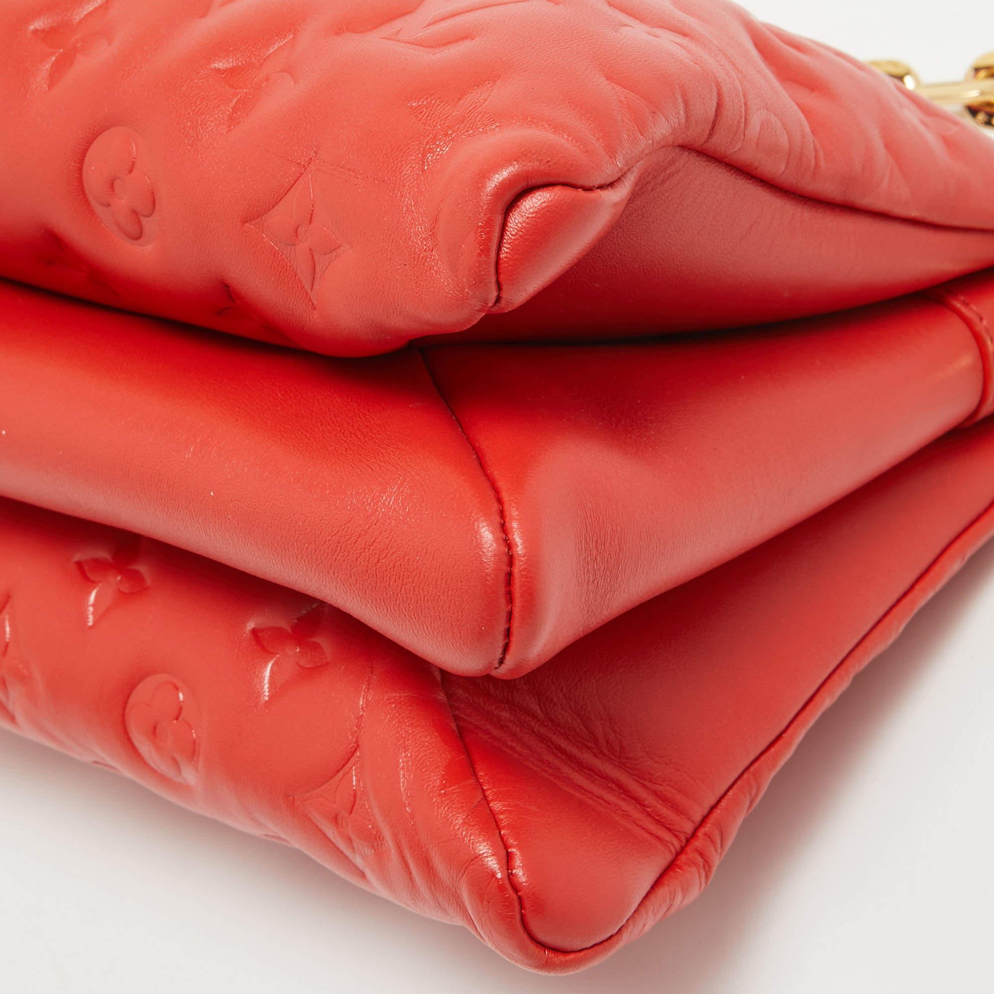 Louis Vuitton Red Monogram Embossed Leather Coussin PM Bag 7