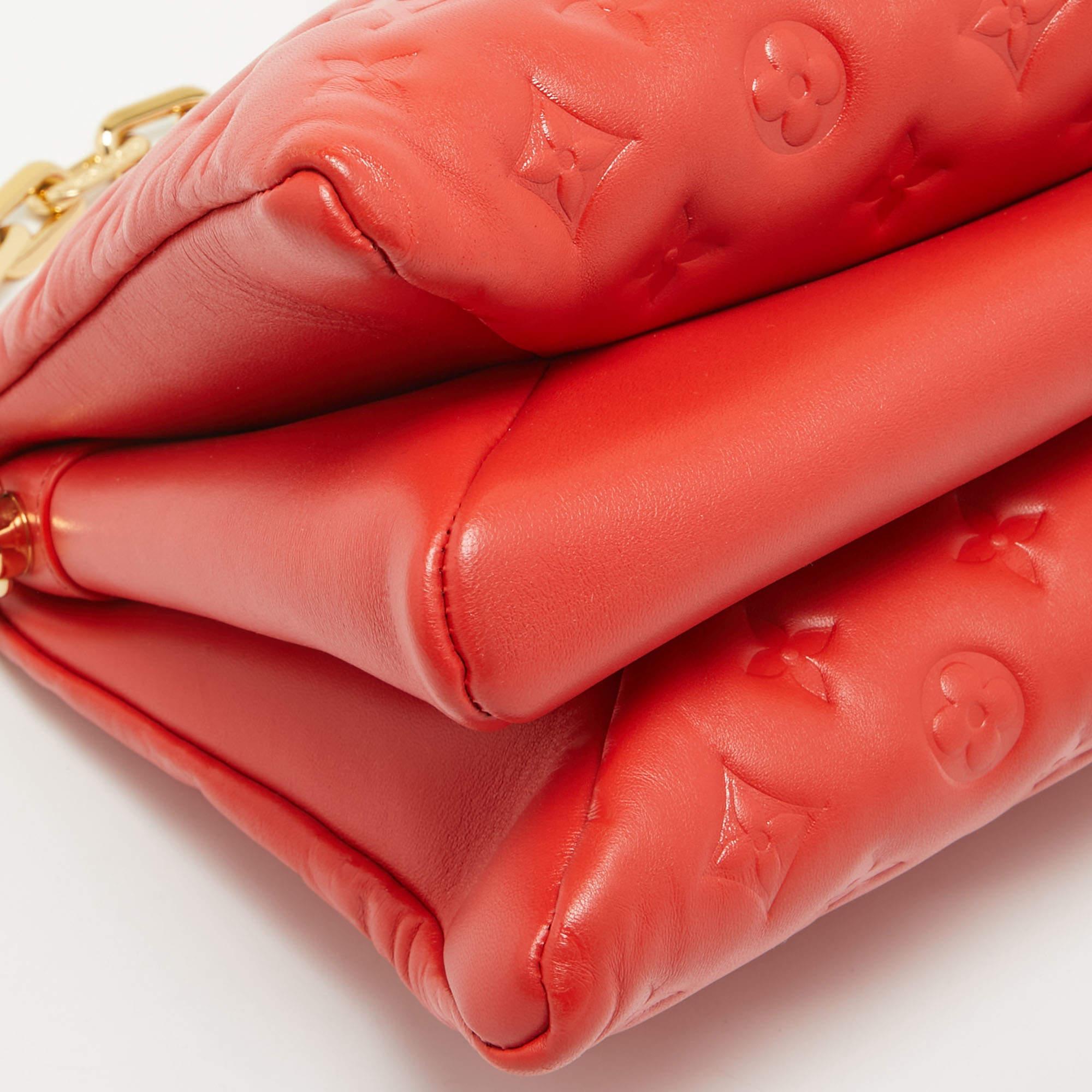 Louis Vuitton Red Monogram Embossed Leather Coussin PM Bag 8