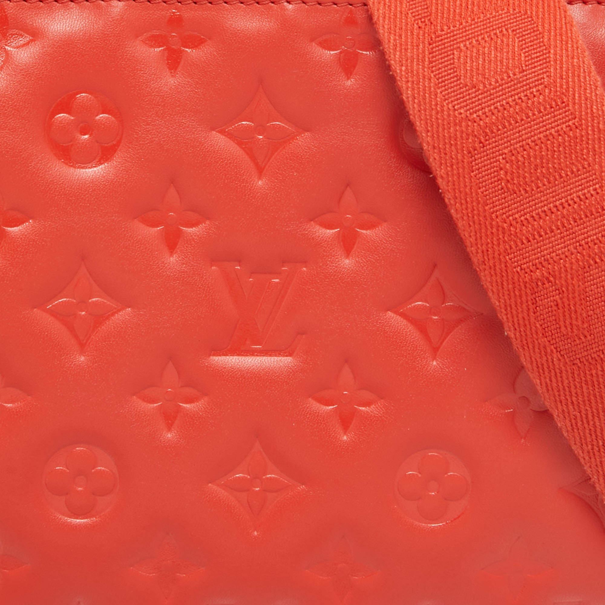 Louis Vuitton Red Monogram Embossed Leather Coussin PM Bag In Good Condition For Sale In Dubai, Al Qouz 2