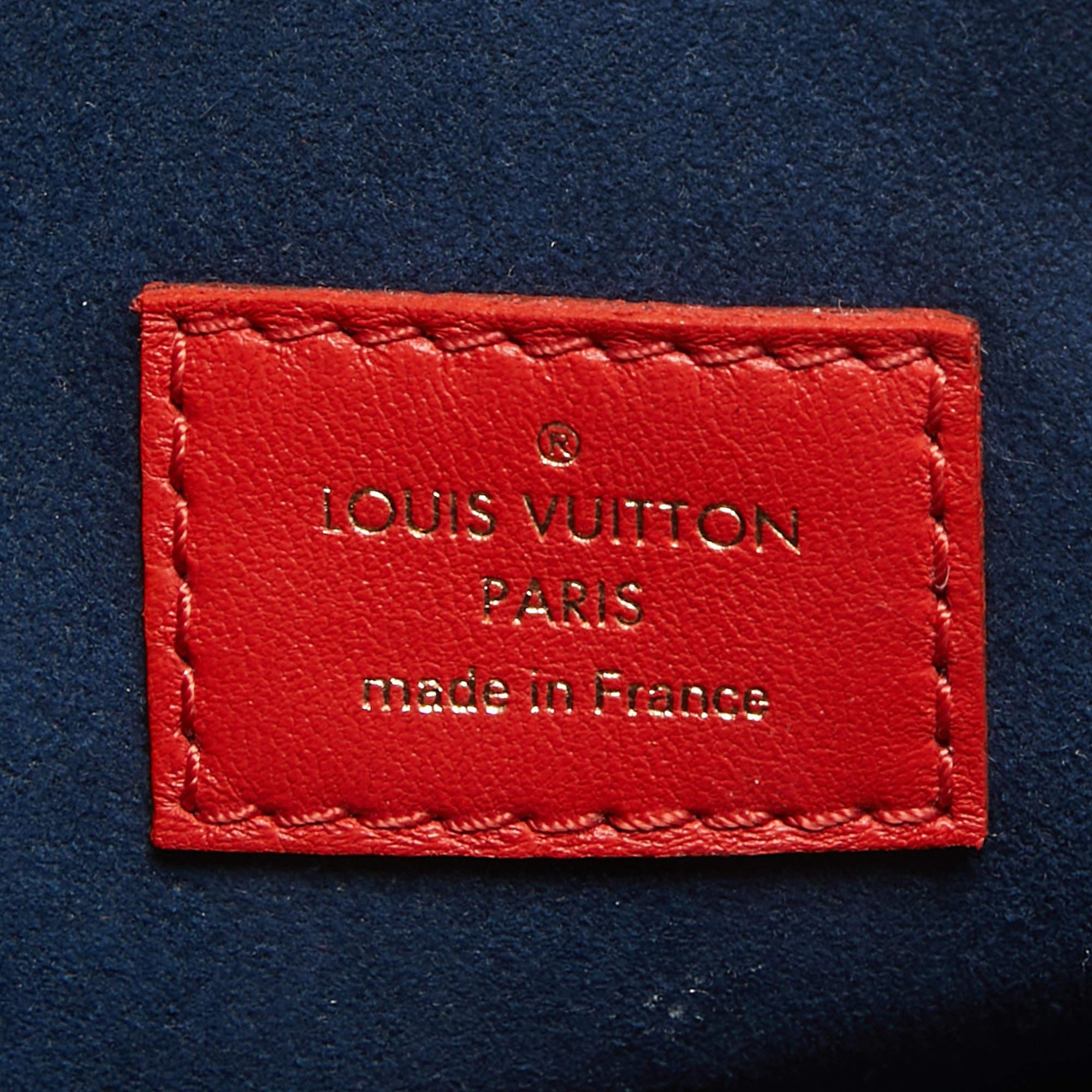 Louis Vuitton Red Monogram Embossed Leather Coussin PM Bag For Sale 2