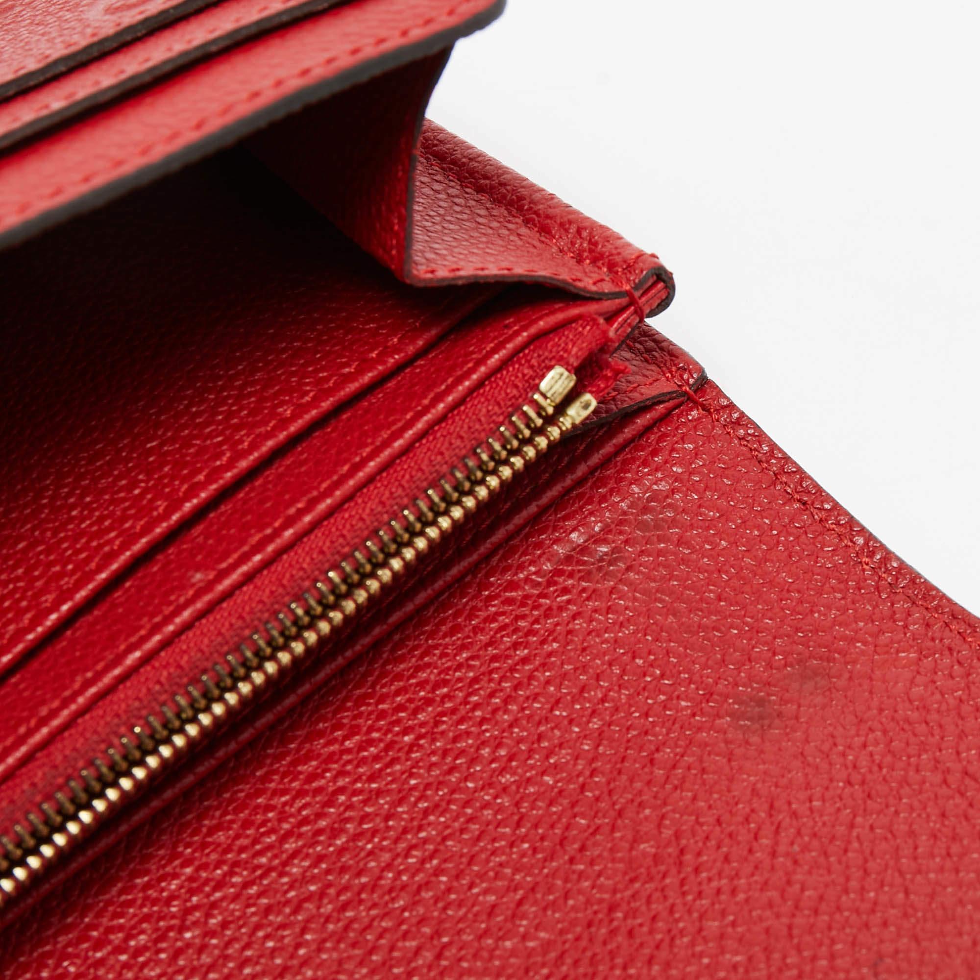 Louis Vuitton Red Monogram Empreinte Leather Sarah Wallet For Sale 7