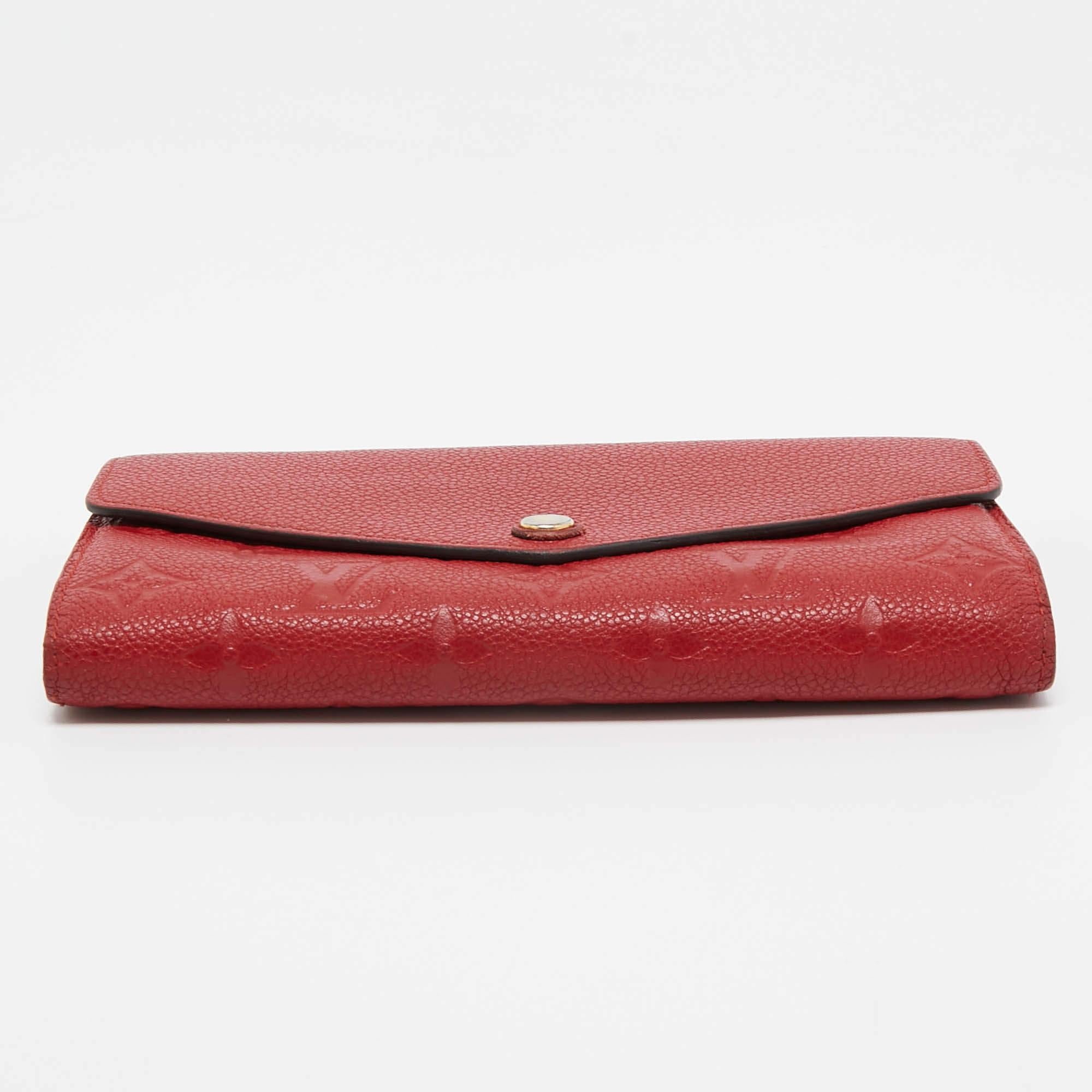 Louis Vuitton Red Monogram Empreinte Leather Sarah Wallet In Good Condition For Sale In Dubai, Al Qouz 2