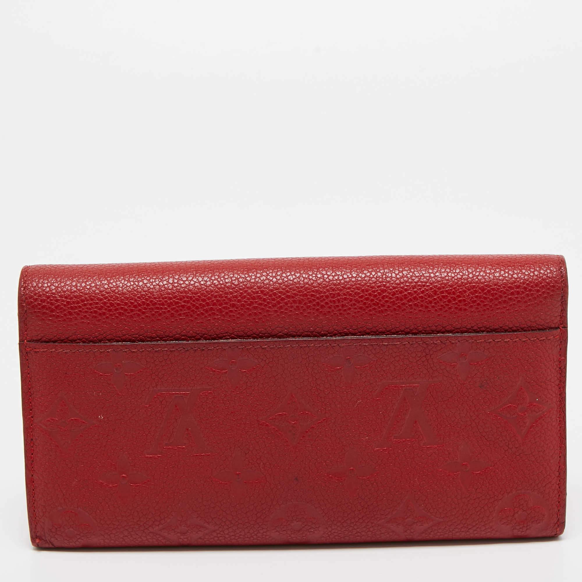 Women's Louis Vuitton Red Monogram Empreinte Leather Sarah Wallet For Sale