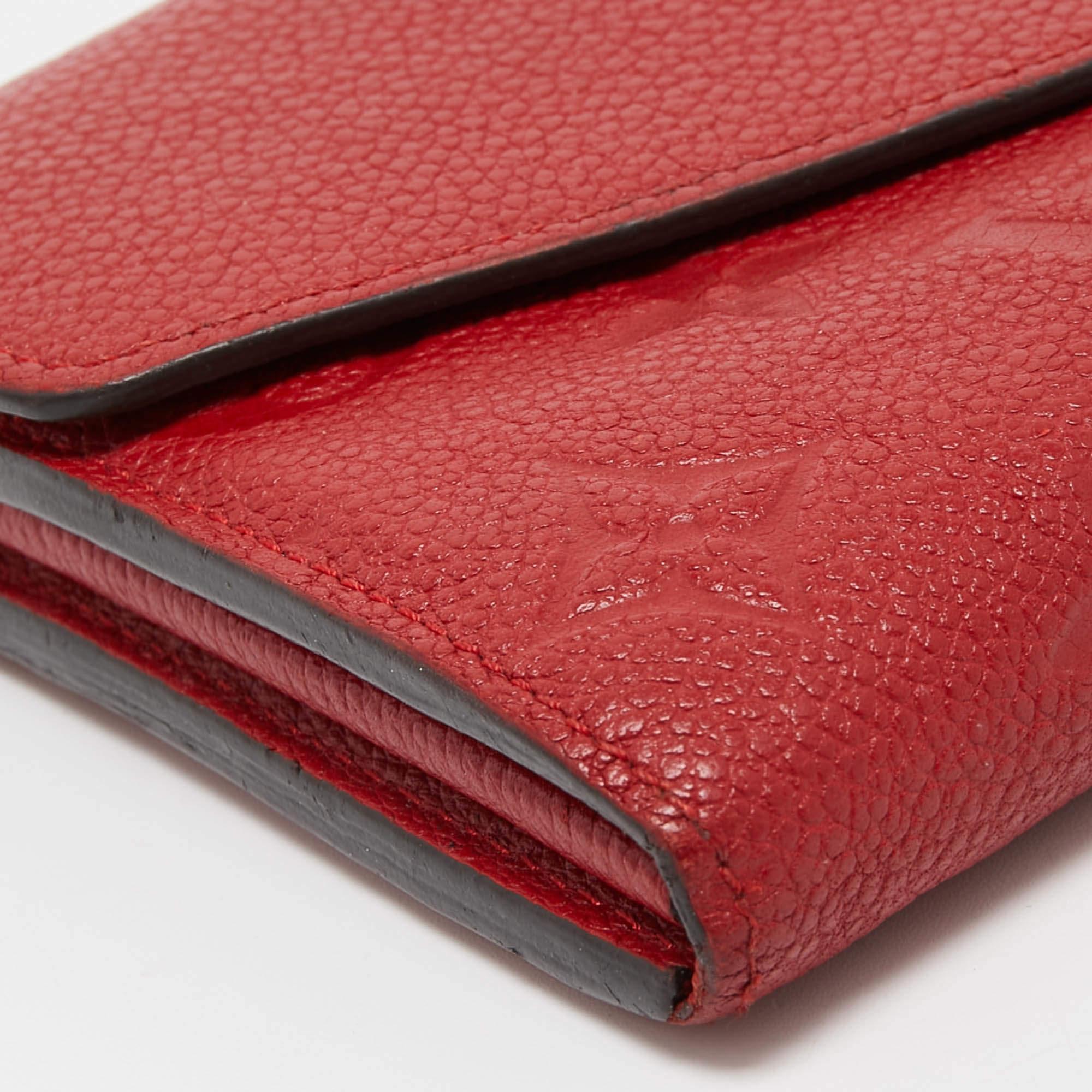 Louis Vuitton Red Monogram Empreinte Leather Sarah Wallet For Sale 1