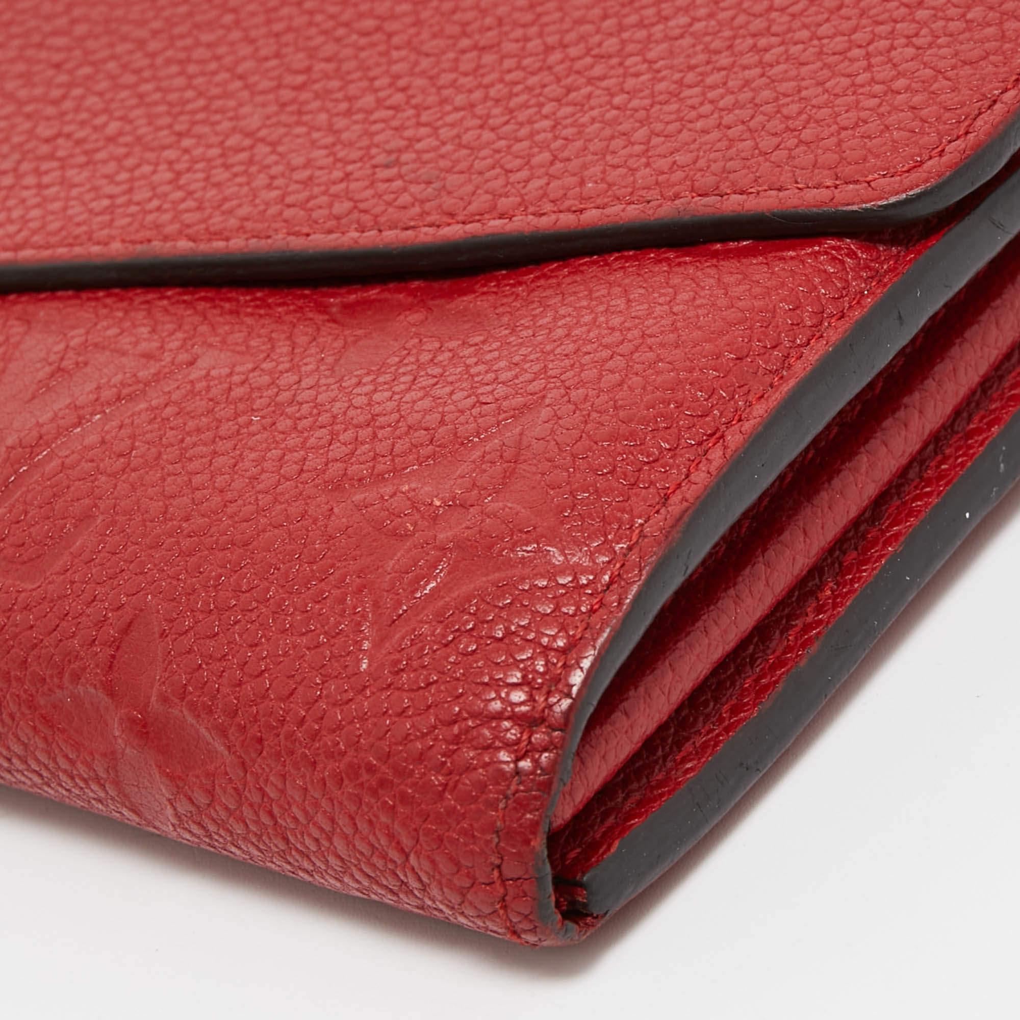 Louis Vuitton Red Monogram Empreinte Leather Sarah Wallet For Sale 2