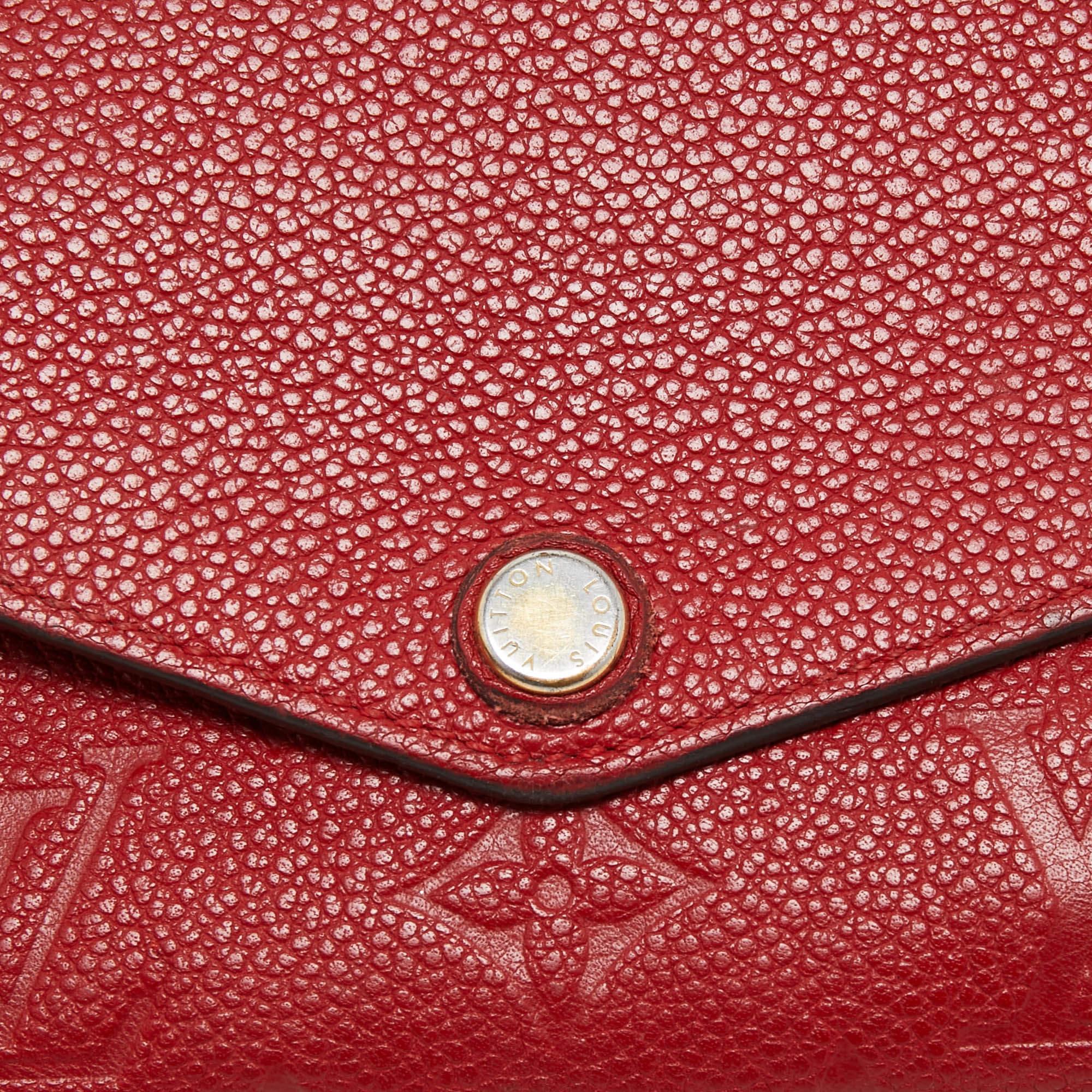 Louis Vuitton Red Monogram Empreinte Leather Sarah Wallet For Sale 3