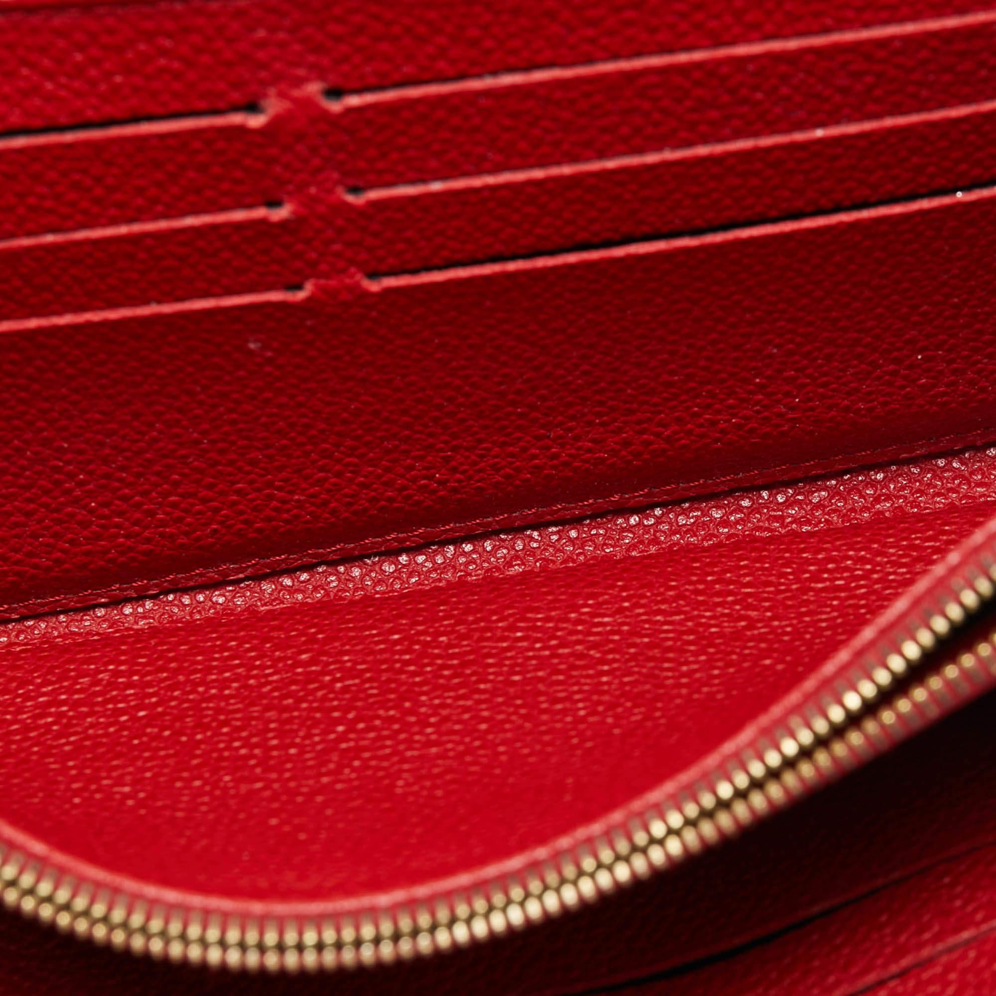 Louis Vuitton Red Monogram Empreinte Leather Sarah Wallet For Sale 4