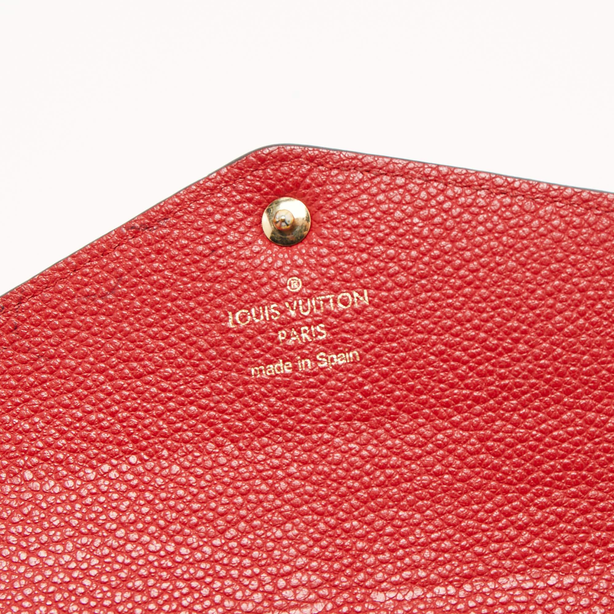 Louis Vuitton Red Monogram Empreinte Leather Sarah Wallet For Sale 5