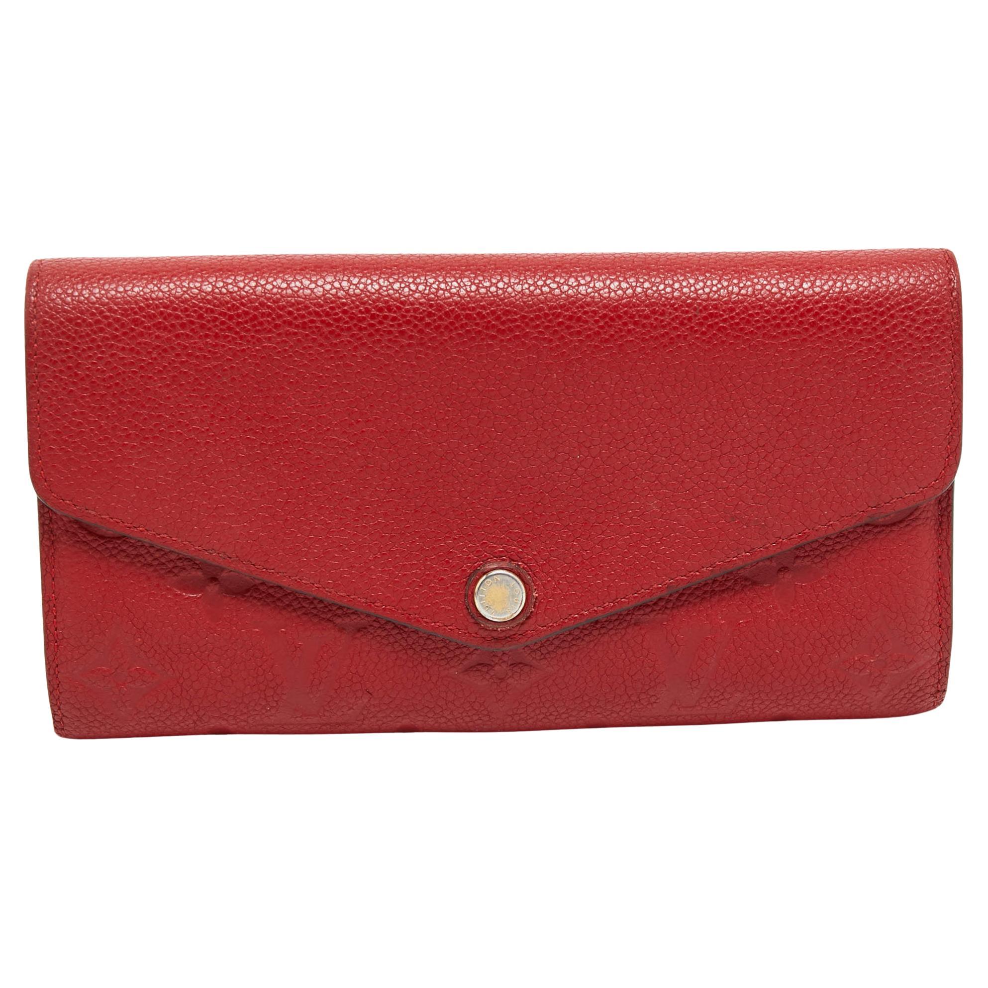 Louis Vuitton Red Monogram Empreinte Leather Sarah Wallet For Sale