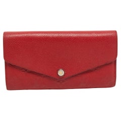 Used Louis Vuitton Red Monogram Empreinte Leather Sarah Wallet