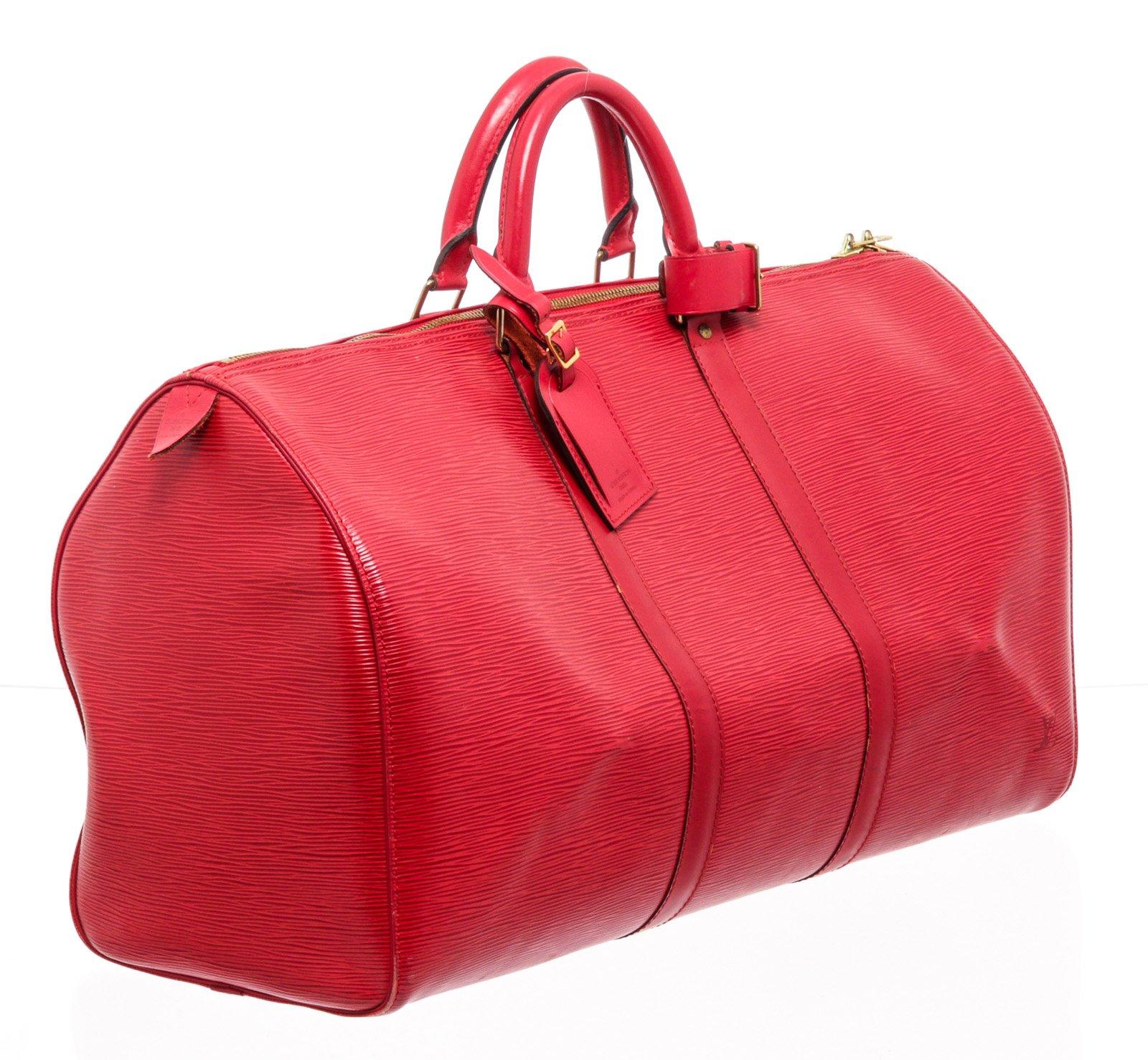 Louis Vuitton Red Monogram Epi leather Keepall 50cm Shoulder Bag 6